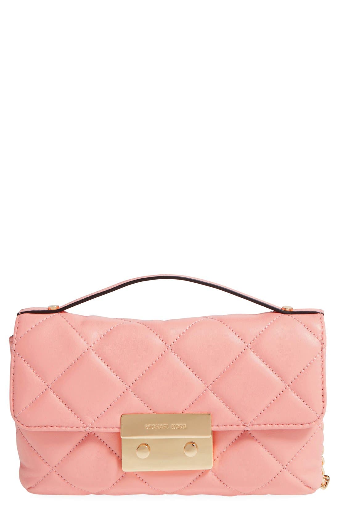 'Small Sloan' Lambskin Leather Crossbody Bag, Main, color, PALE PINK/ GOLD