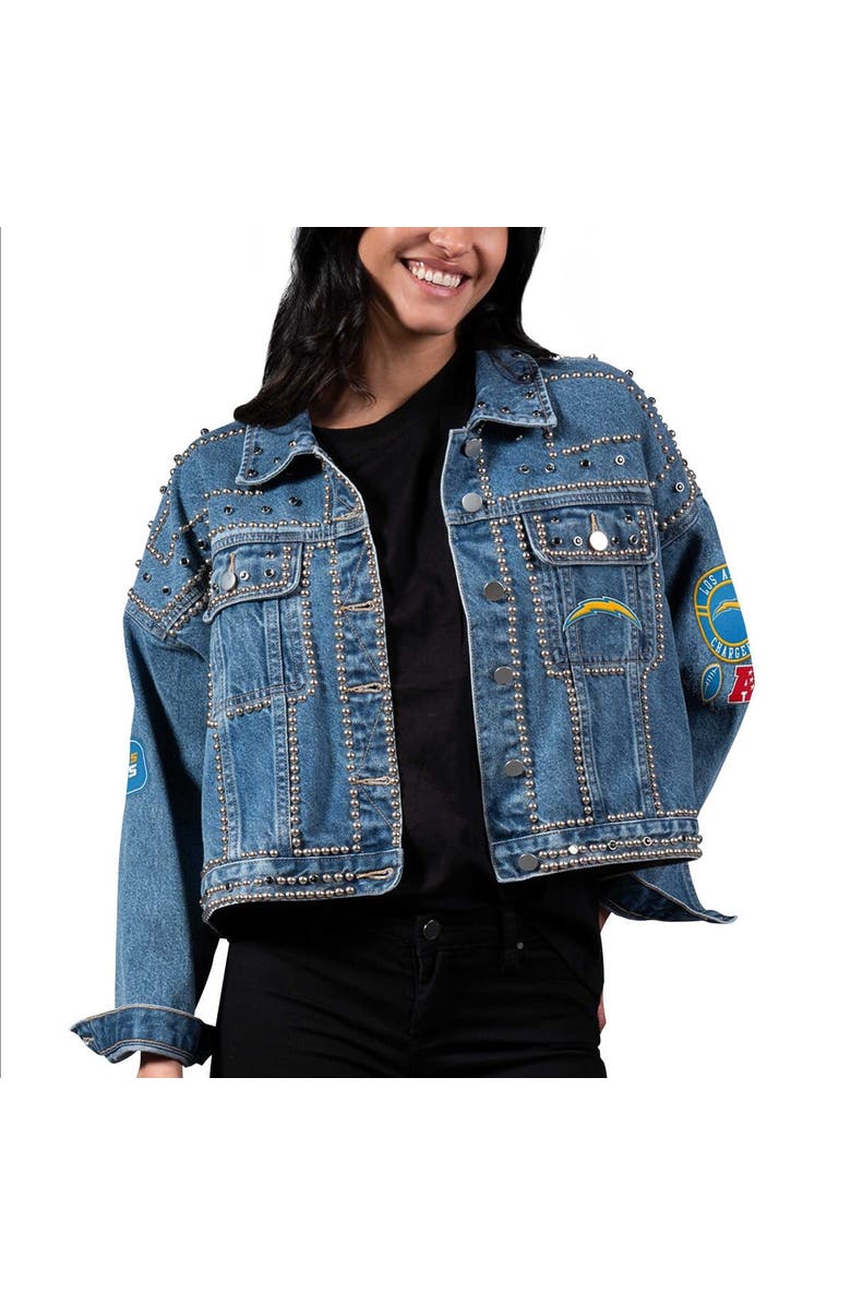 G-III 4HER BY CARL BANKS Women's G-III 4Her by Carl Banks Los Angeles Chargers First Finish Medium Denim Full-Button Jacket, Main, color, 