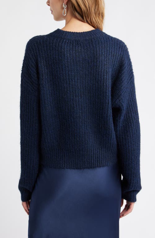 Open Edit Fuzzy Crewneck Cardigan In Purple