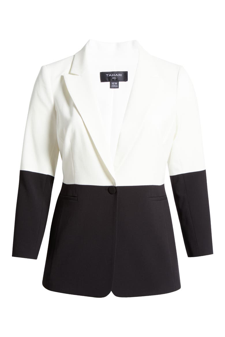 Colorblock Blazer, Alternate, color, WHITE BLACK