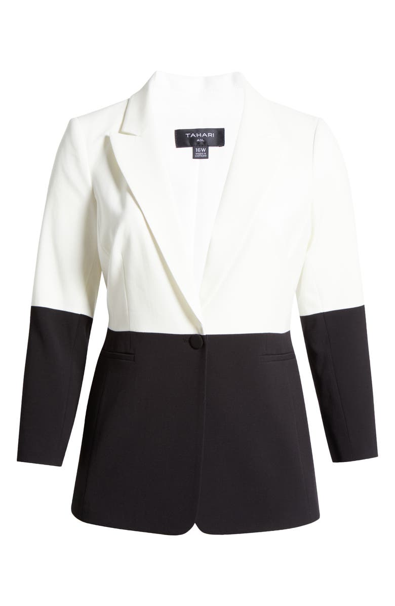 Tahari ASL Colorblock Blazer, Alternate, color, White Black