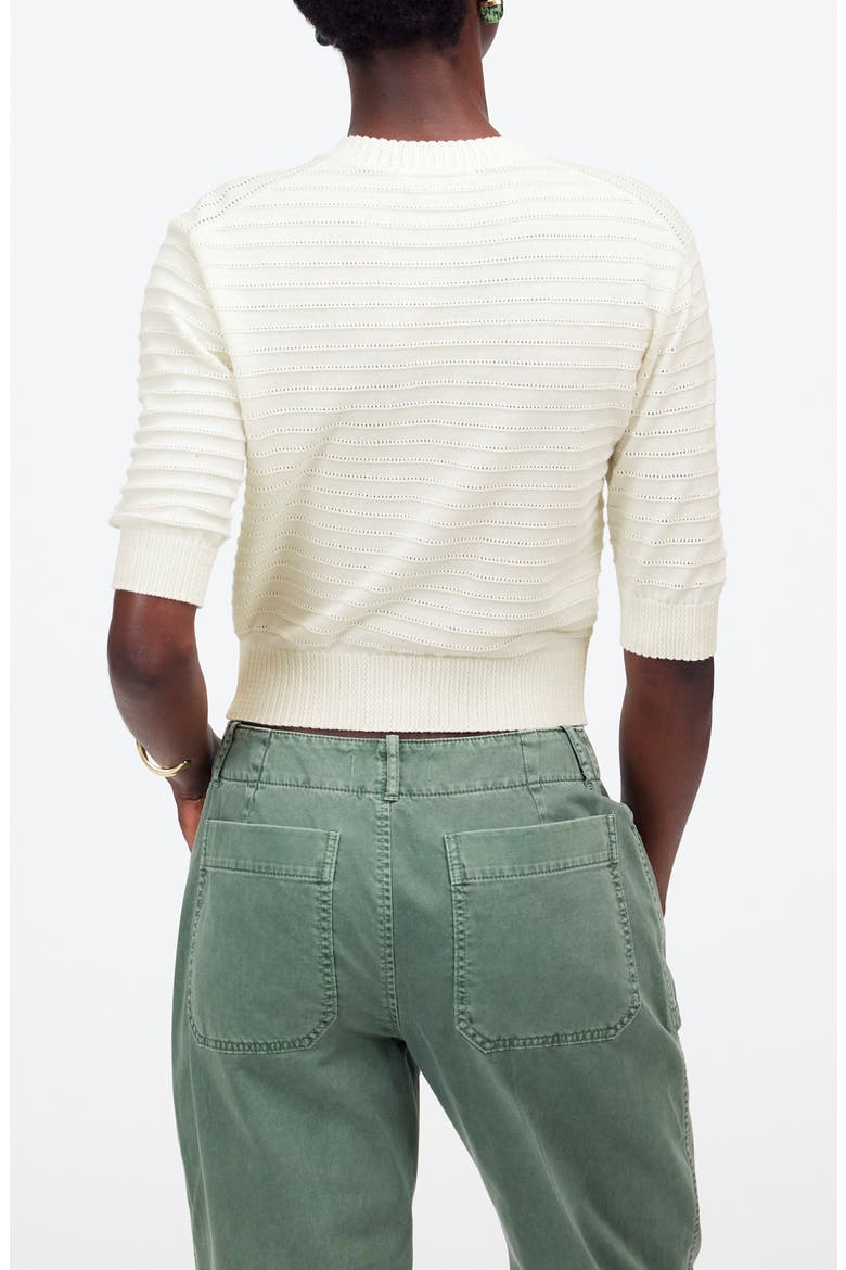 Textural Stitch Cotton Sweater, Alternate, color, IVORY