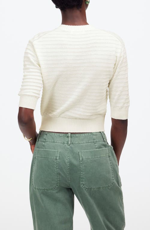 Madewell Textural Stitch Cotton Sweater In Ivory