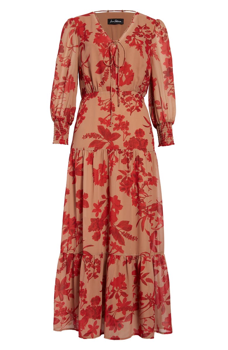 Sam Edelman Floral Long Sleeve Tiered Midi Dress, Alternate, color, 