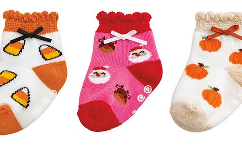 Mud Pie My First Holiday Cotton Blend Gripper Socks Gift Box In Pink