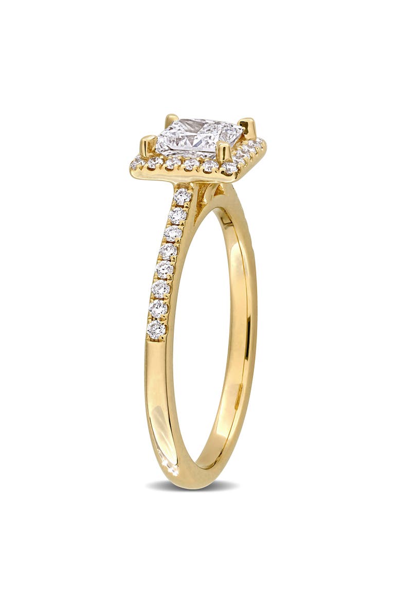 Lab-Grown Diamond Princess Halo Ring 14k, Alternate, color, Yellow Gold