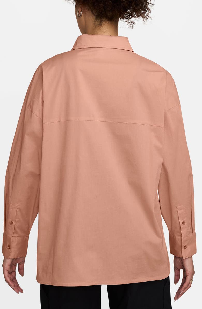 Nike Sportswear Chill Stretch Cotton Poplin Button-Up Shirt, Alternate, color, Particle Pink/ Sail