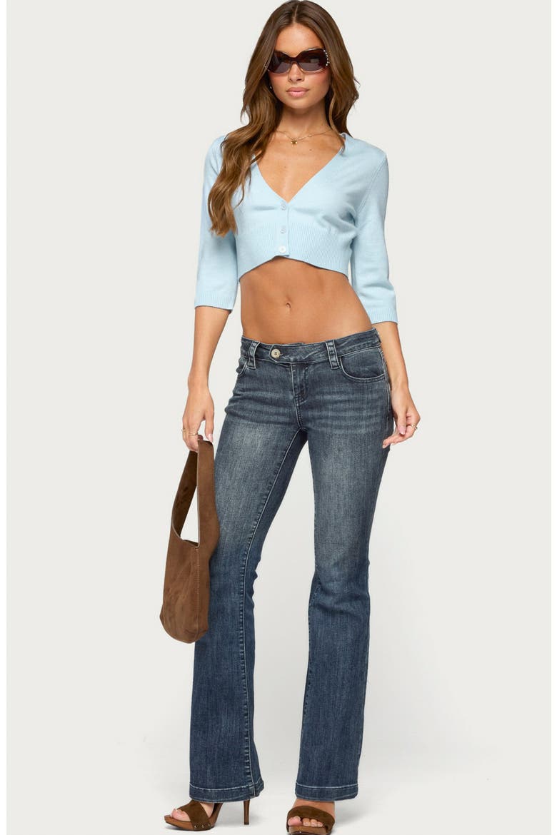 Sanda Three-Quarter Sleeve Crop Cardigan, Alternate, color, LIGHT-BLUE