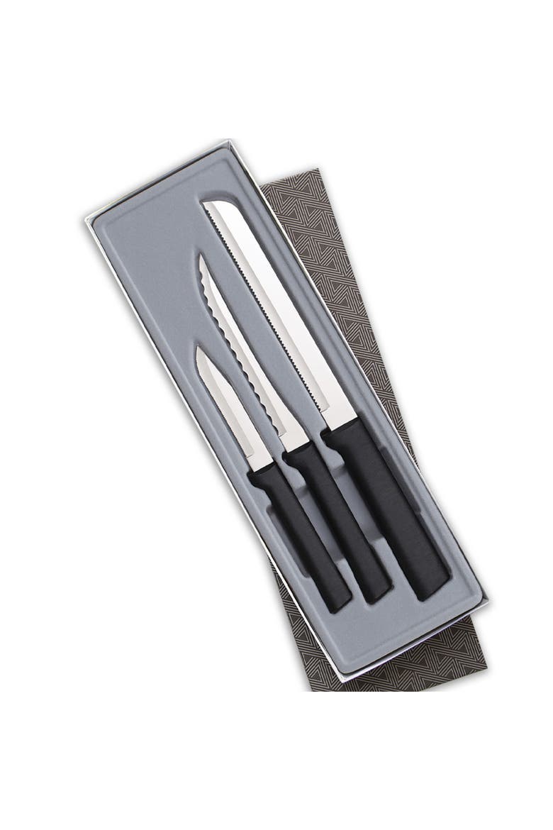 3 Piece Sensational Serrations Knife Set, Main, color, Black