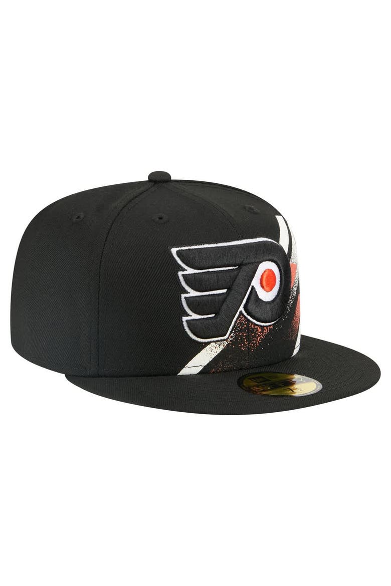 Men's New Era Black Philadelphia Flyers Faded Lines 59FIFTY Fitted Hat, Alternate, color, Black