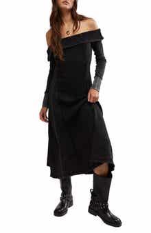Free People Monty Off the Shoulder Long Sleeve Cotton Midi Dress