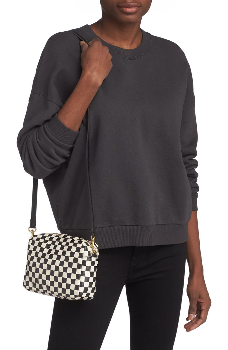 Clare V. Midi Sac Checkerboard Leather Crossbody Bag, Alternate, color,