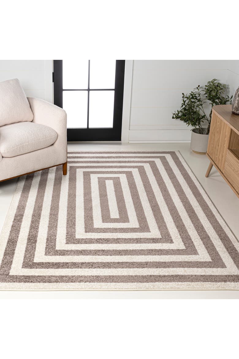 Bandol Modern Classic Mitre Stripe Area Rug, Alternate, color, Brown/Ivory