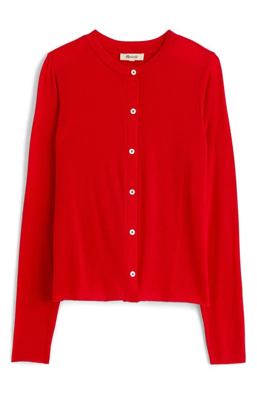 Madewell Crewneck Cardigan In Bright Cherry