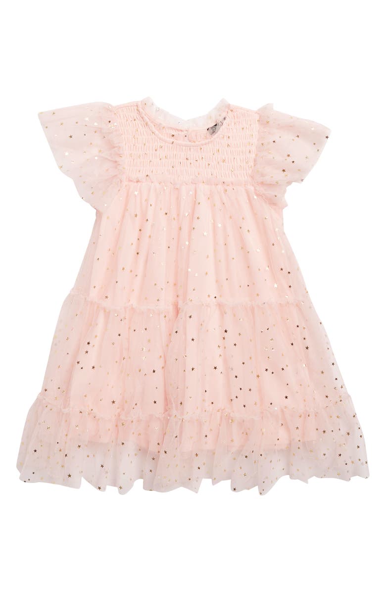 Zunie Kids' Foil Star Mesh Overlay Party Dress, Main, color,