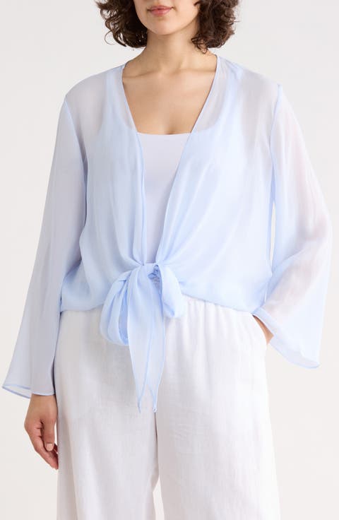 Tie Front Silk Jacket
