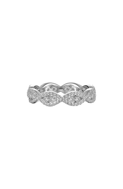 Wave Simulated Diamond Eternity Band