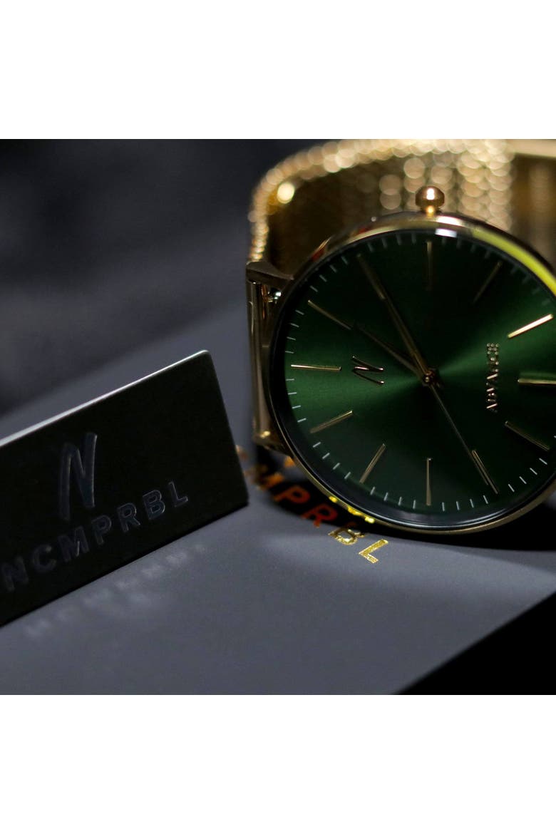 Advance Mineral Green Mesh Strap Watch, 40MM, Alternate, color, Rich Yellow Gold/Mineral Green