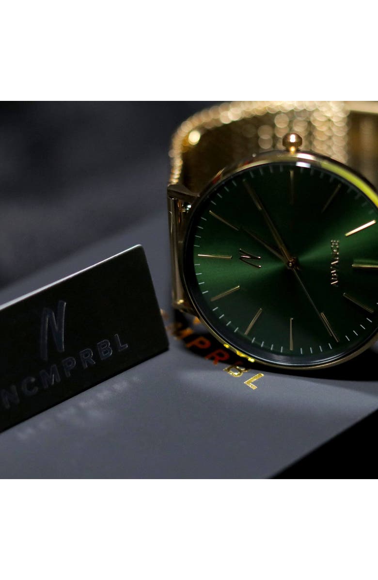 NCMPRBL Advance Envy Mesh Strap Watch, 40MM, Alternate, color, Yellow Gold/Green