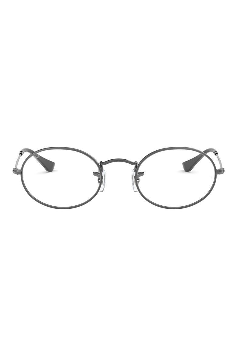 Unisex 48mm Oval Optical Glasses, Main, color, GUNMETAL