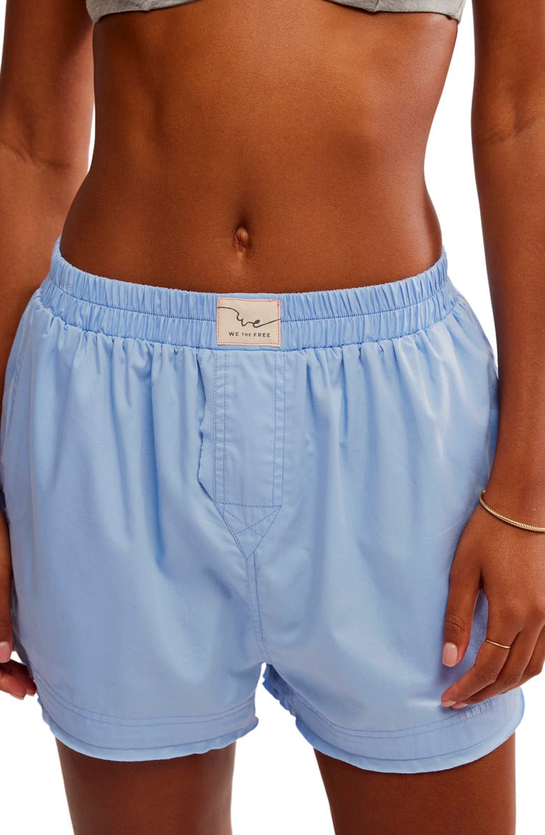 Free People Day to Day Boxer Shorts, Main, color, Placid Blue