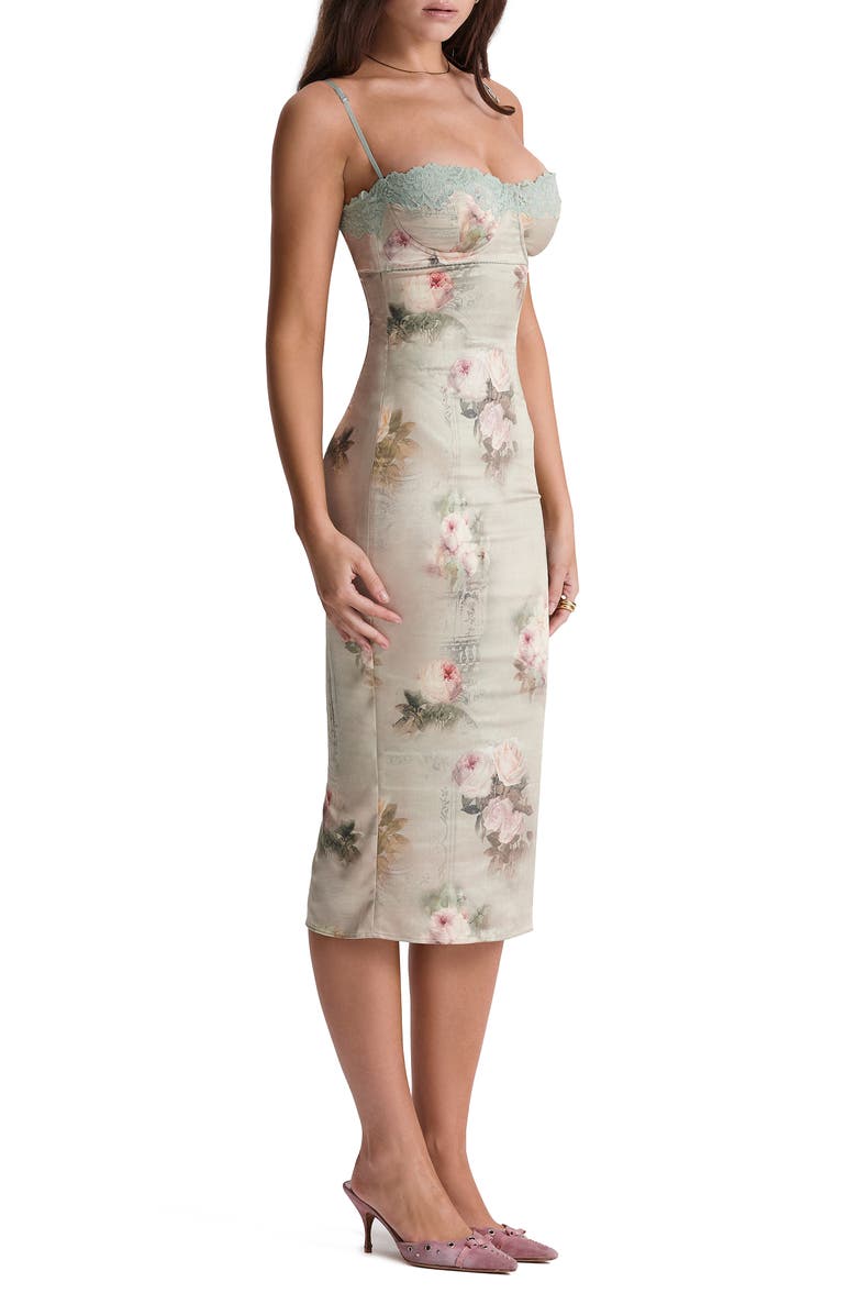 HOUSE OF CB Floral Lace Trim Underwire Cocktail Dress, Alternate, color,