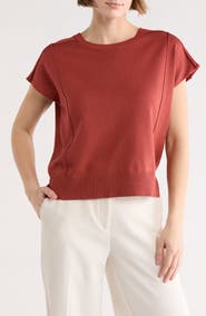 Adrianna Papell Exposed Seam Extended Sleeve Sweater