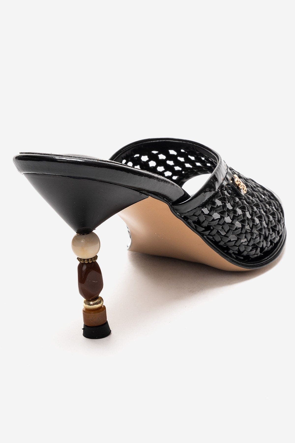 Prologue Shoes Selvian Woven Stiletto Sandal, Alternate, color, Black