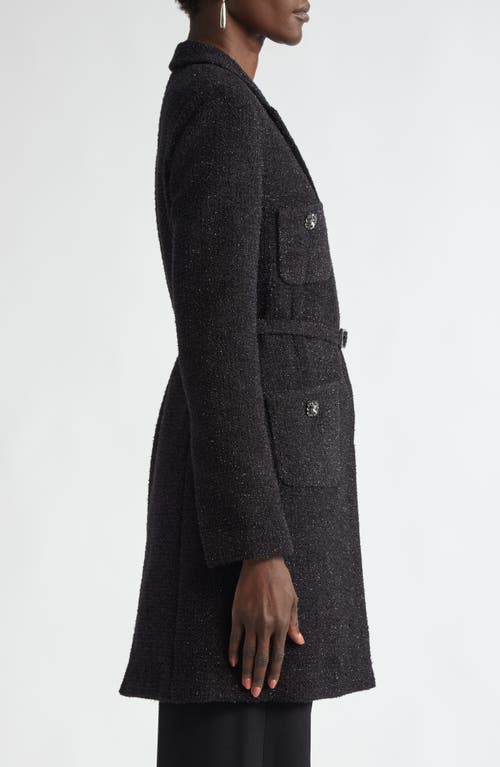 St John St. John Collection Metallic Boucle Belted Longline Jacket In Black
