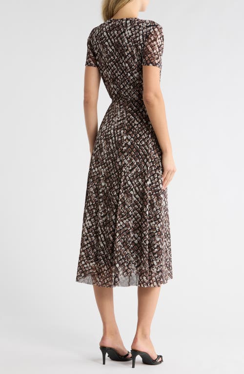 Sandra Darren Short Sleeve Mesh Midi Dress In Gray