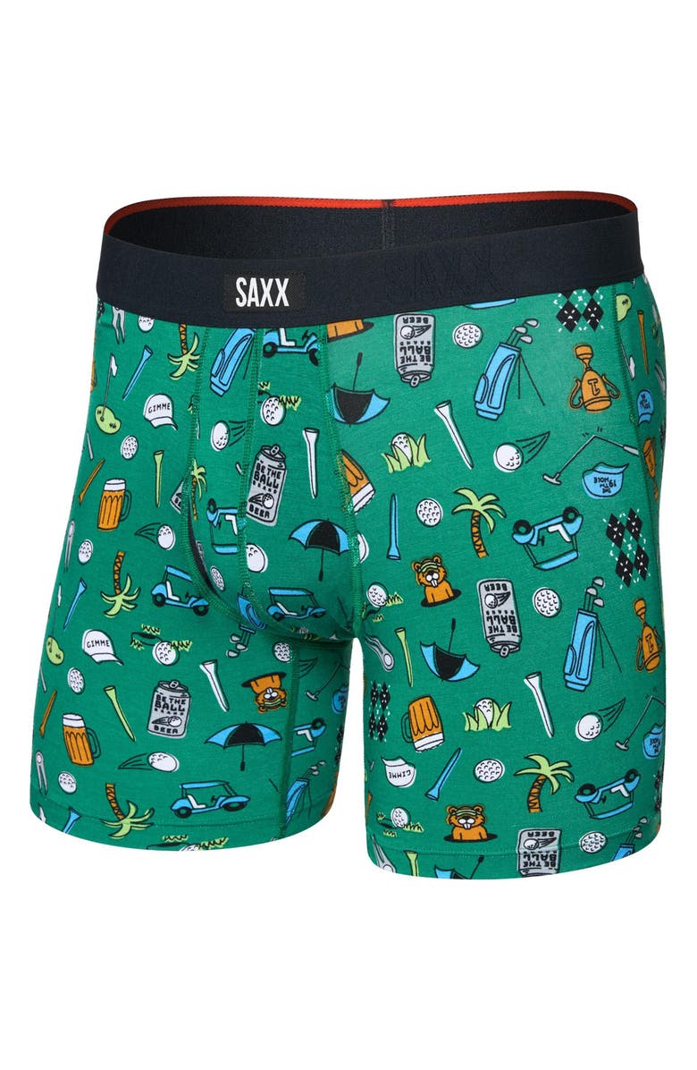 SAXX Vibe Xtra Soft Comfort Boxer Briefs, Alternate, color, Fairway Bits-Green