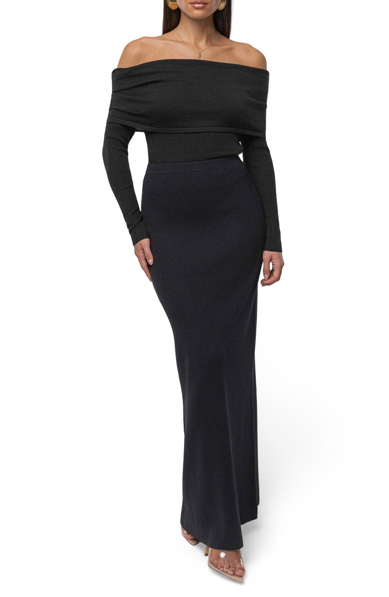 JLUXLABEL London Knit Maxi Skirt, Alternate, color, Black