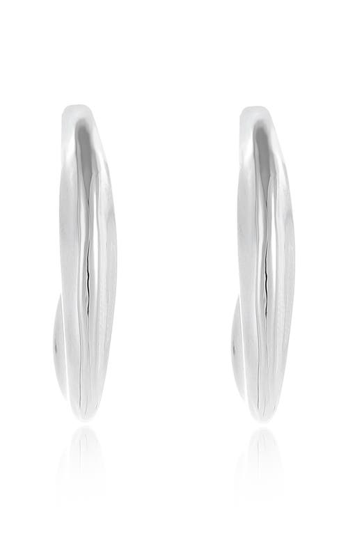 Ettika Wavy Crescent Hoop Earrings In Silver