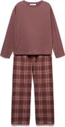 MANGO Check Cotton Flannel Pajamas