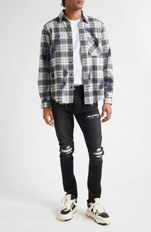 Amiri Ma Quad Bleach Splatter Flannel Button-up Shirt In Black