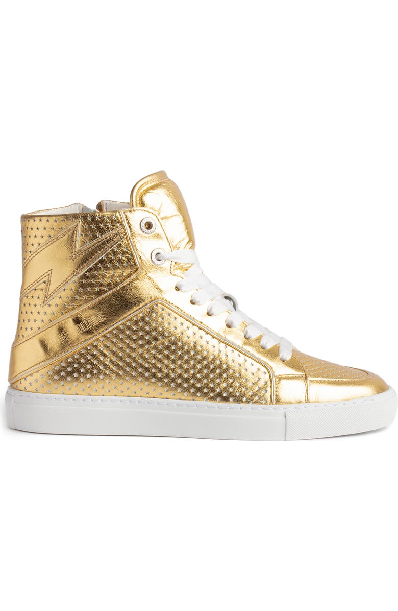 Zadig & Voltaire Flash Metallic High Top Sneaker, Alternate, color,