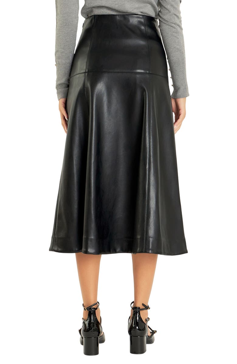 English Factory High Waist Faux Leather Midi Skirt, Alternate, color,
