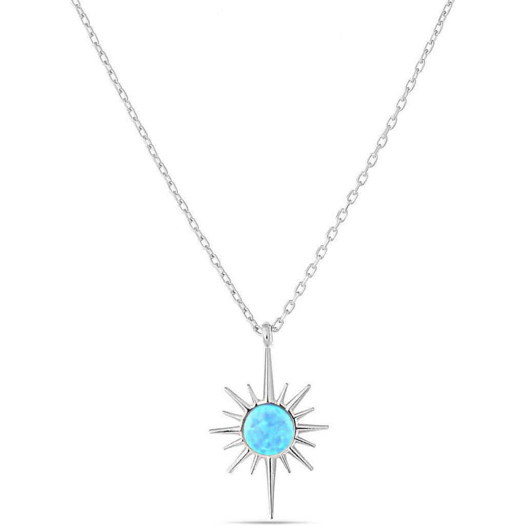 Spero London Blue Opal Northernstar Sterling Silver Pendant Necklace In Metallic