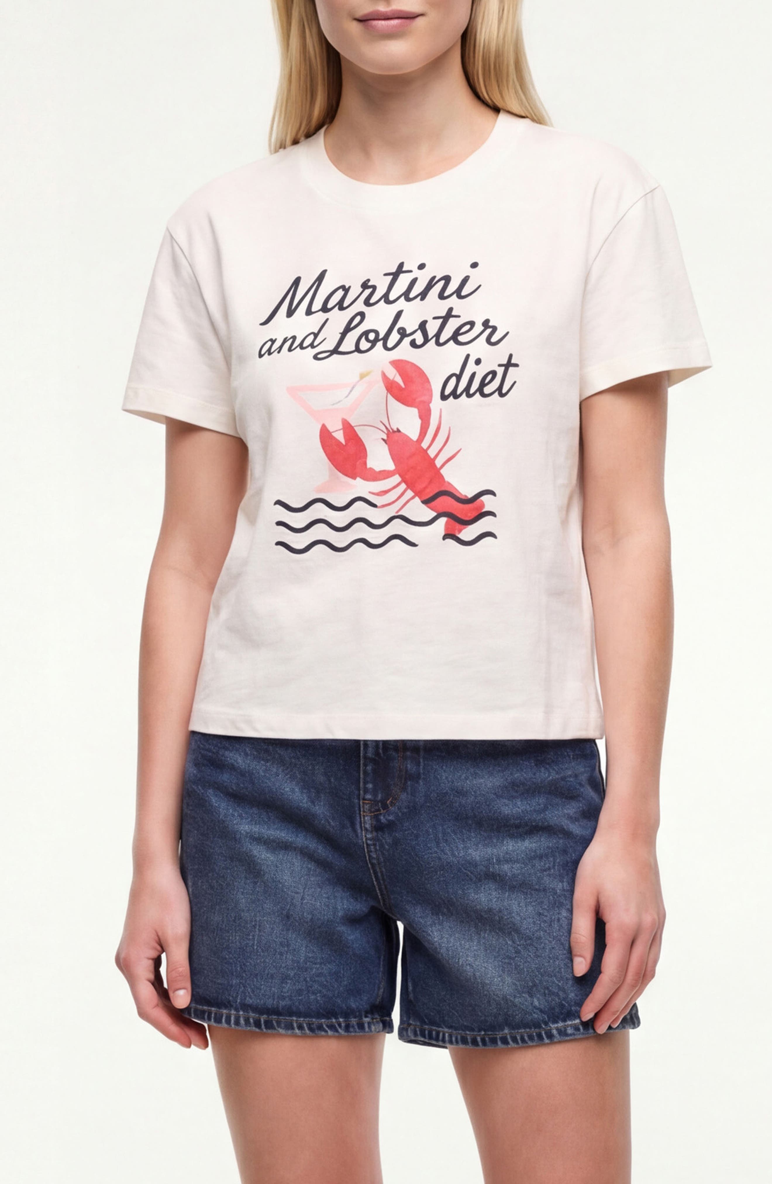 Wildfox Jamie Lobster Diet Cotton Graphic T-Shirt