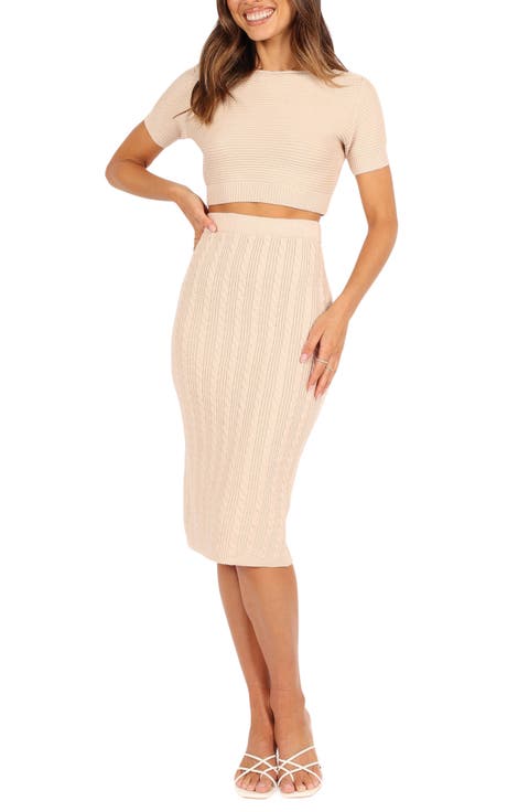Ella Crop Sweater & Cable Stitch Skirt Set