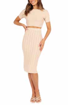 Petal & Pup Ella Crop Sweater & Cable Stitch Skirt Set