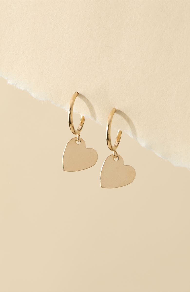 Set & Stones Sophia Heart Charm Huggie Hoop Earrings, Alternate, color, Gold