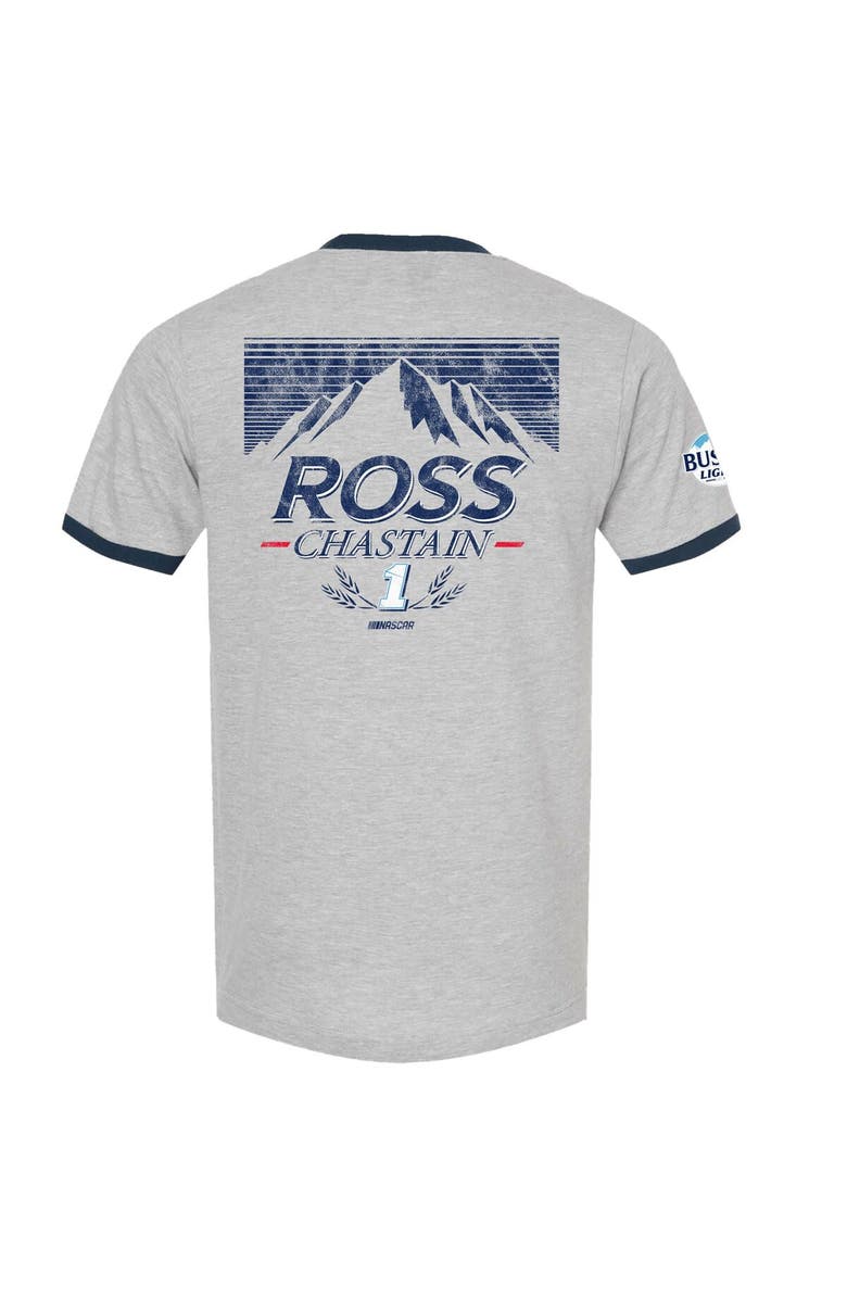 Trackhouse Racing Team Collection Men's Trackhouse Racing Team Collection Heather Gray Ross Chastain Busch Light Ringer T-Shirt, Alternate, color, Heather Gray