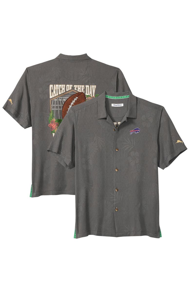 Tommy Bahama Men's Tommy Bahama Gray Buffalo Bills Catch of the Day IslandZone Button-Up Shirt, Main, color, Gray