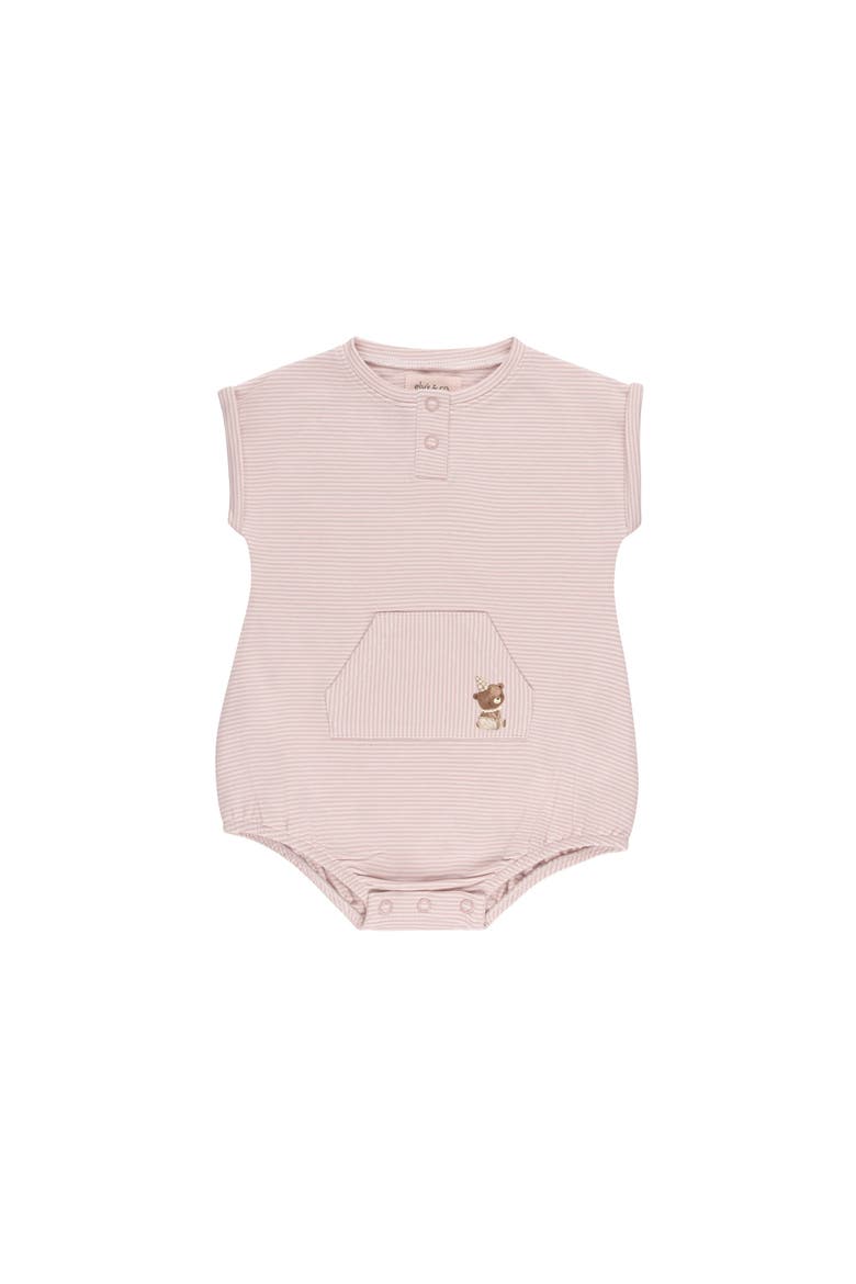 Organic French Terry - Bear Collection - Romper, Main, color, Pink Stripe