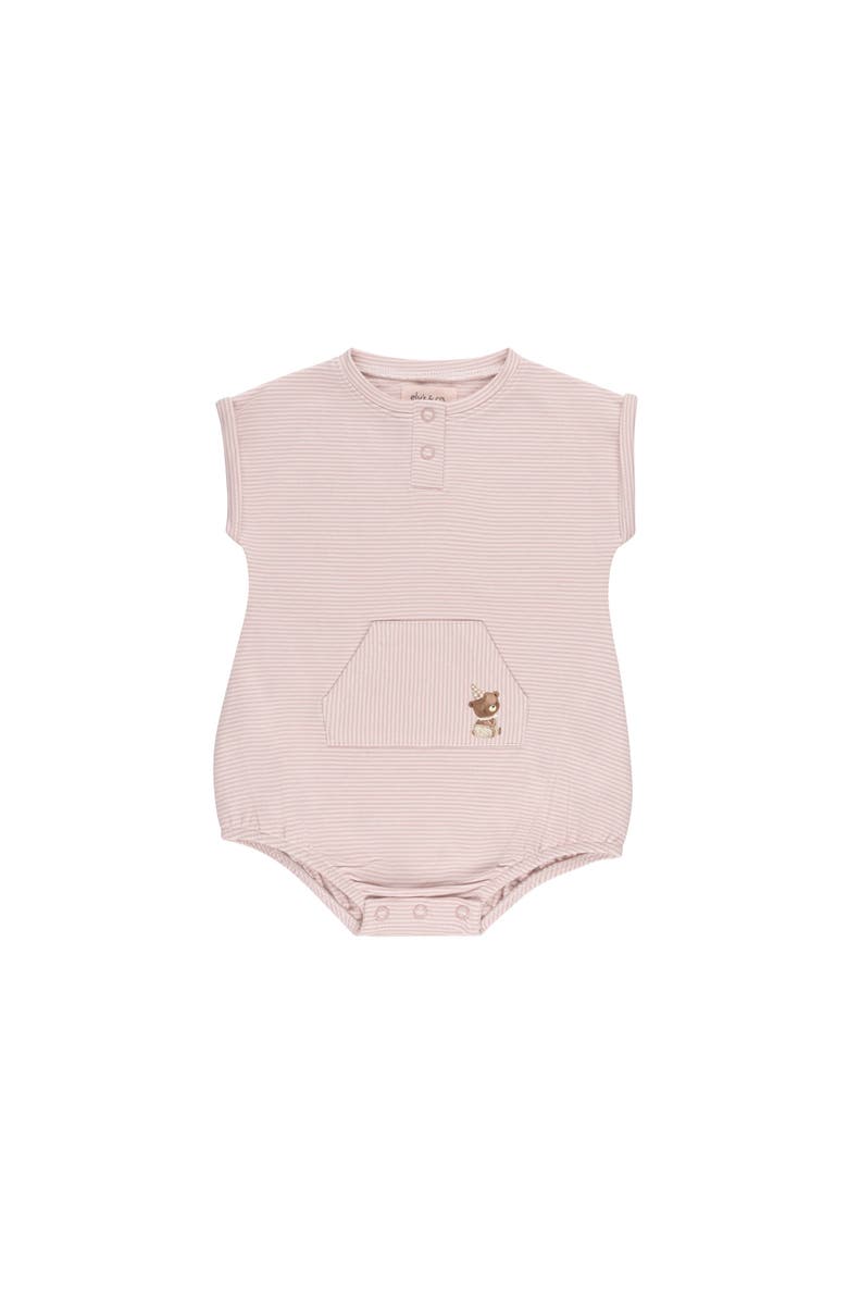 Ely's & Co. Organic French Terry - Bear Collection - Romper, Main, color, Pink Stripe