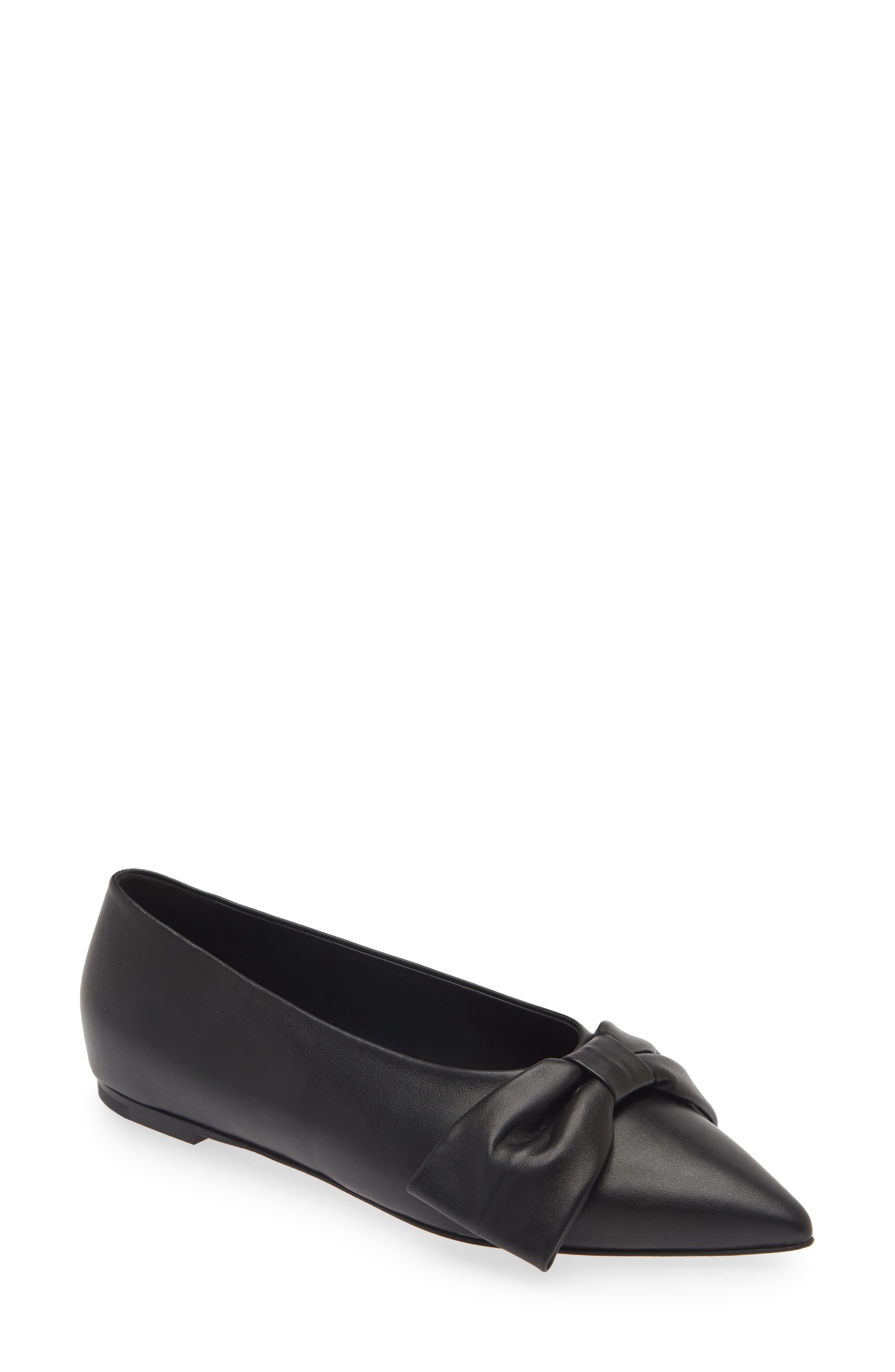 Dear Frances Bow Pointed Toe Flat, Main, color, Black
