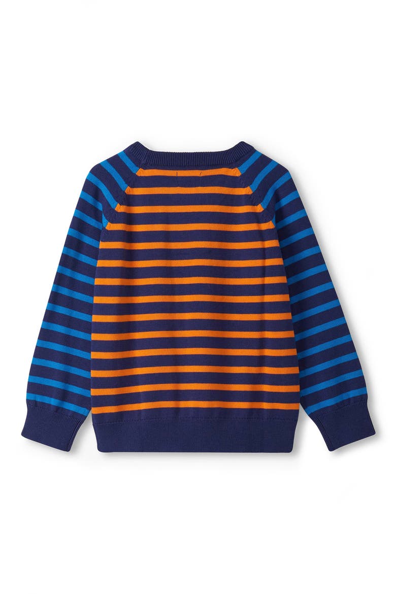 Kids' Stripe Intarsia Dinosaur Crewneck Sweater, Alternate, color, BLUE