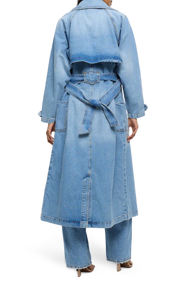 River Island Belted Denim Trench Coat, Alternate, color,