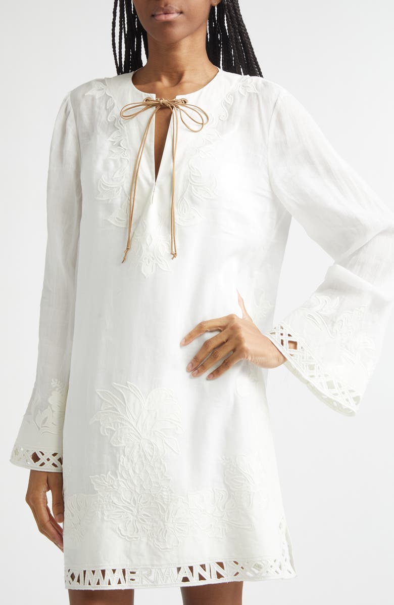 Zimmermann Indra Embroidered Tunic Dress, Alternate, color, Ivory